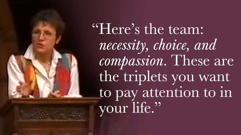 Here’s the team: necessity, choice, and compassion. These are the triplets you want to pay attention to in your life.